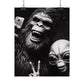 Retro Selfie with Alien Bigfoot Rolled Poster