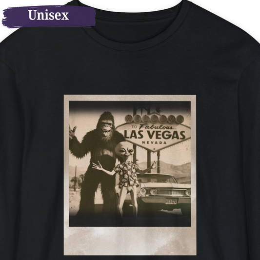 Las Vegas Welcome Sign Alien Bigfoot Unisex Long Sleeve T-Shirt