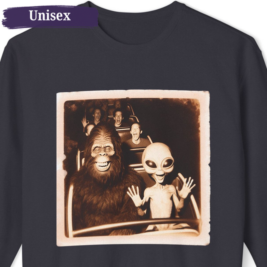 Roller Coaster Bigfoot Alien Amusement Park Unisex Crewneck Sweatshirt