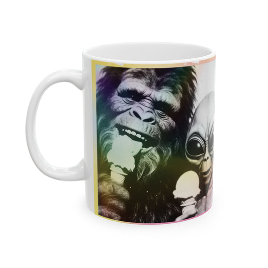 Ice Cream Break with Alien Bigfoot Ceramic Novelty Coffee Mug (11oz)