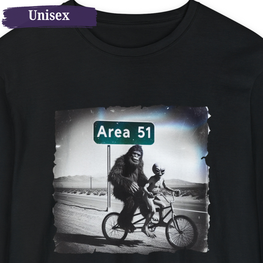 Area 51 Tandem Bike Alien Bigfoot Unisex Long Sleeve T-Shirt