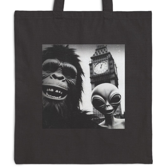 Big Ben London England Tourist Alien Bigfoot 100% Cotton Canvas Tote Bag