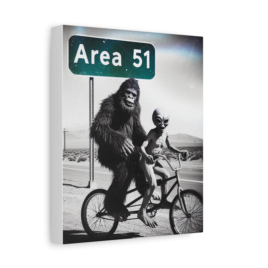 Area 51 Tandem Bike Alien Bigfoot Matte Canvas, Stretched, 1.25"