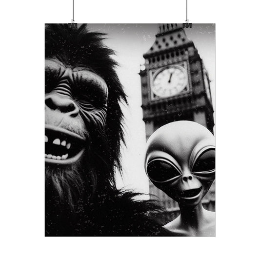 Big Ben London England Tourist Alien Bigfoot Rolled Poster