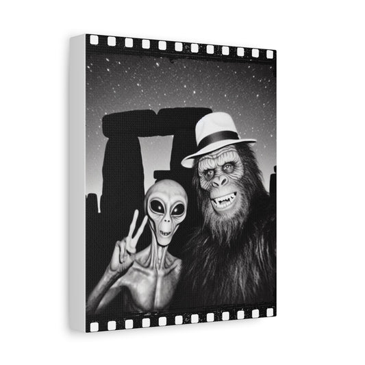 Stonehenge Alien Bigfoot England Tourist Matte Canvas, Stretched, 1.25"