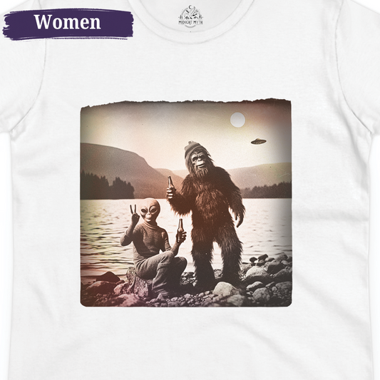 Vintage Lake Party Alien UFO Bigfoot T Shirt Women's