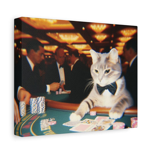 Blackjack Wall Art Unframed Canvas Print Funny Cat Wall Art Las Vegas Merchandise Vegas Souvenir