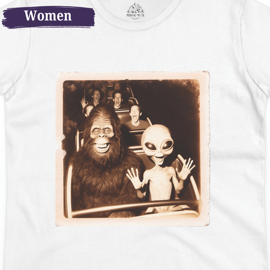 Roller Coaster Bigfoot Alien Amusement Park Women Tee