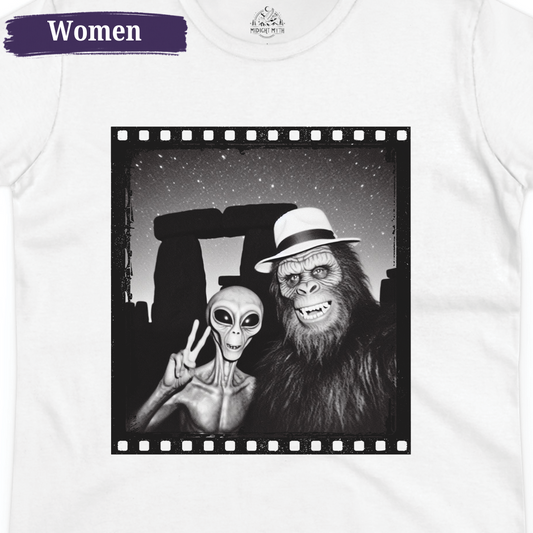 Stonehenge Alien Bigfoot England Tourist Women's Tee