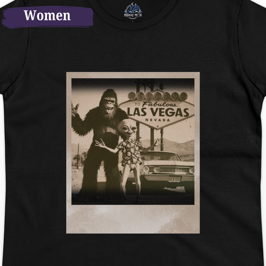 Las Vegas Welcome Sign Alien Bigfoot Women's T Shirt