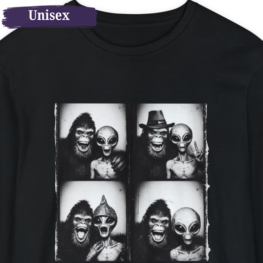 Vintage Photo Booth Alien Bigfoot Unisex Long Sleeve T-Shirt