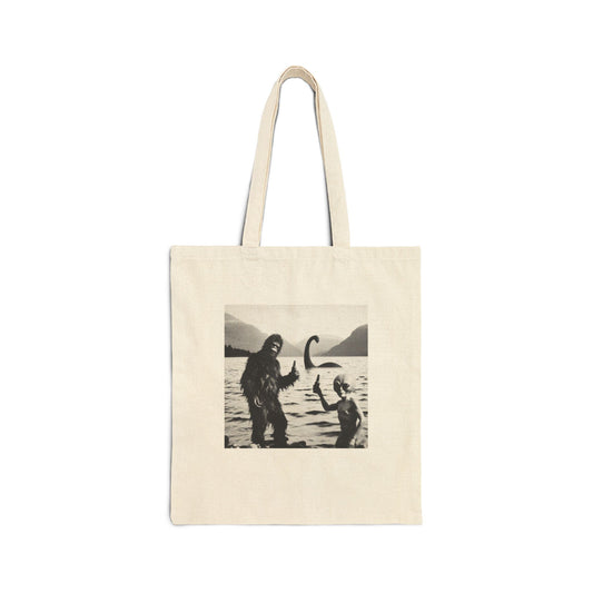 Loch Ness Monster Lake Bigfoot Alien 100% Cotton Canvas Tote Bag