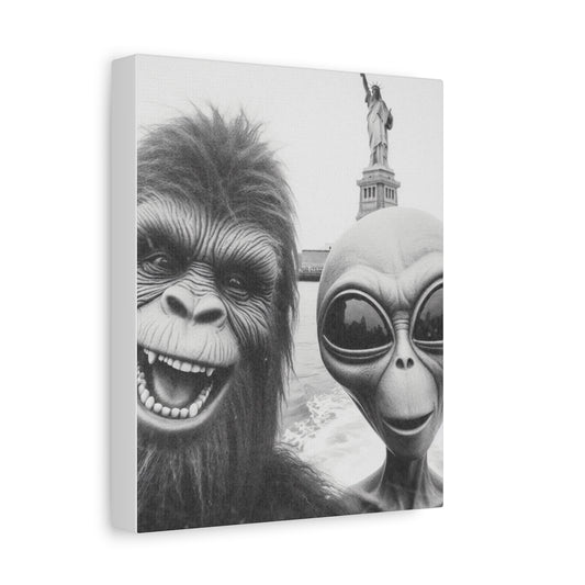 Statue of Liberty NYC Alien Bigfoot Matte Canvas, Stretched, 1.25"