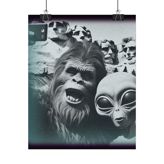 Mount Rushmore National Park Alien Bigfoot Rolled Poster