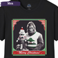 Bigfoot T Shirt with Santa Cat Men's Short Sleeve Christmas Shirt