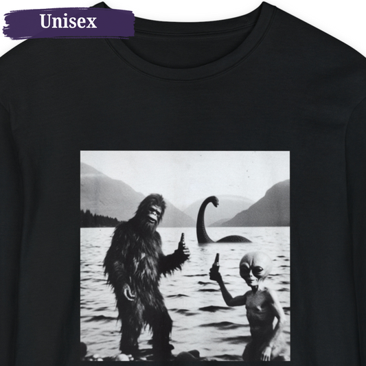 Loch Ness Monster Lake Bigfoot Alien Unisex Long Sleeve T-Shirt