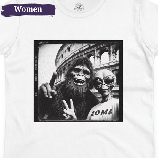 Roman Colosseum Italy Alien Bigfoot Women Tee