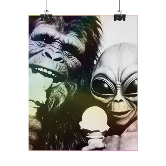 Ice Cream Break with Alien Bigfoot Rolled Poster