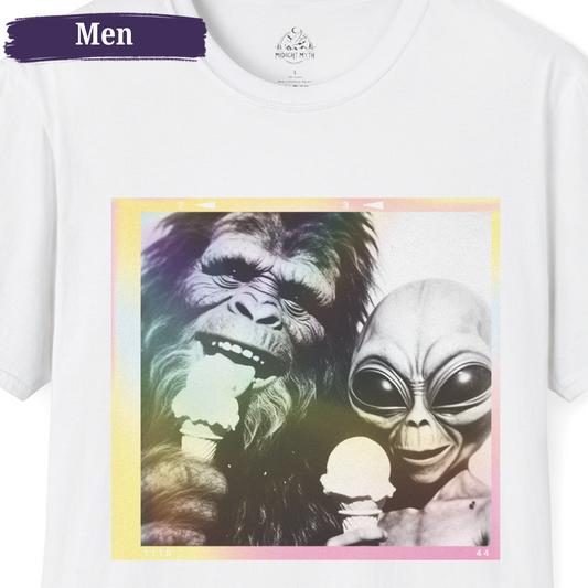 Ice Cream Break with Alien Bigfoot Funny Men's Tee