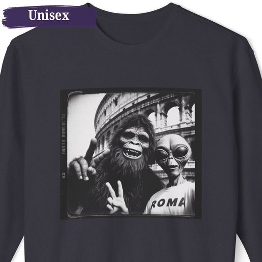 Roman Colosseum Italy Alien Bigfoot Unisex Crewneck Sweatshirt