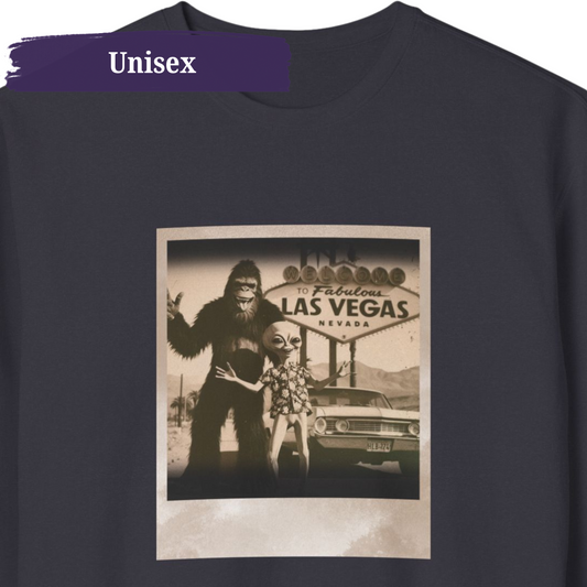 Las Vegas Welcome Sign Alien Bigfoot Funny Unisex Crewneck Sweatshirt
