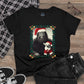 Bigfoot & Chihuahua Santa Christmas Portrait Women's Short Sleeve