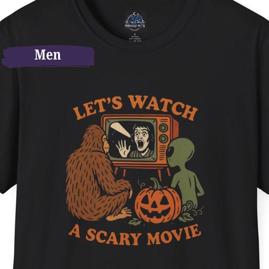 Funny Halloween T-Shirt for Men Bigfoot Alien Watch Scary Movies